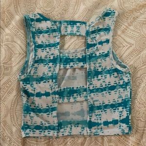 Blue & White Crop Top w/ Open Back